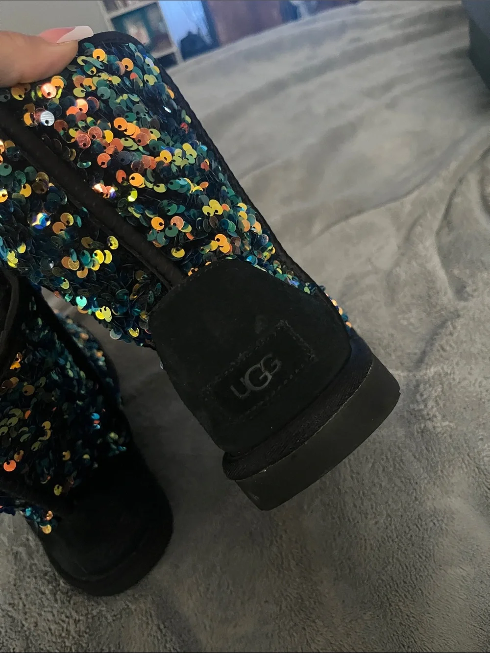 UGG Kids Sequin Winter Boots - Black with Multicolor Sparkle